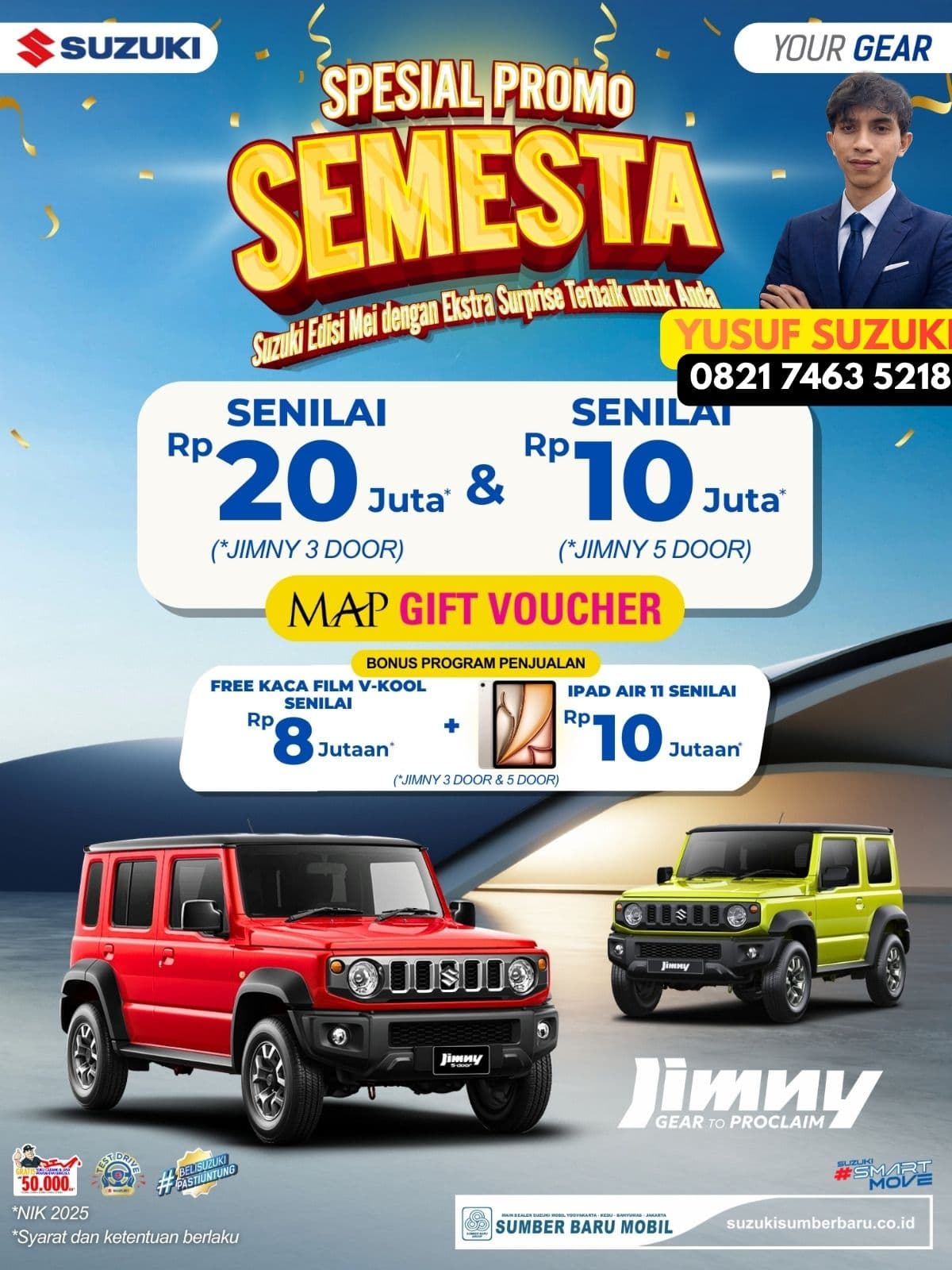 Spesial Promo SEMESTA: Beli Jimny Bulan Ini Langsung Bawa Pulang iPad Air 11 & Voucher MAP Puluhan Juta!